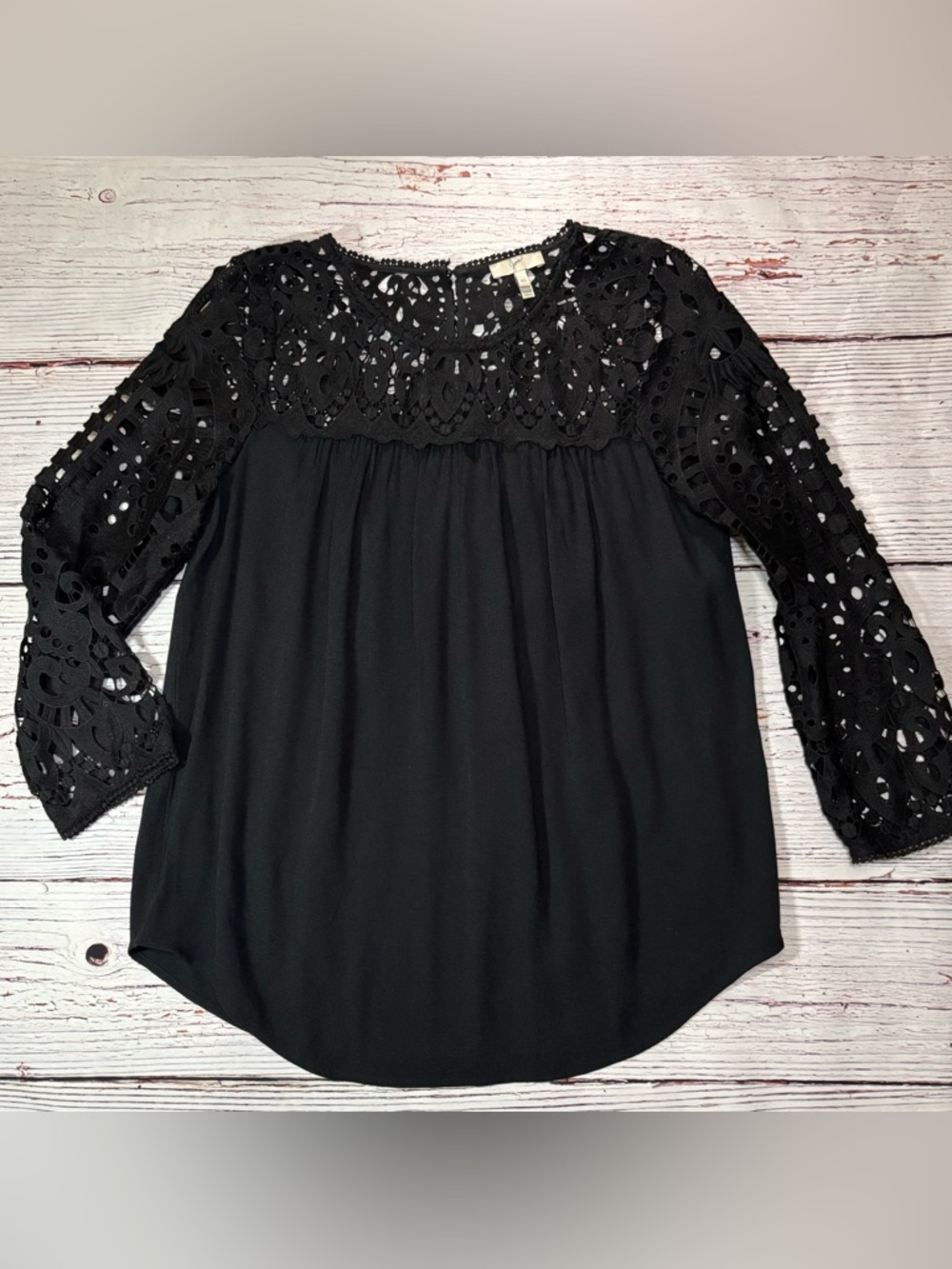 Joie Lindy Top Crochet Lace Black Sz XS